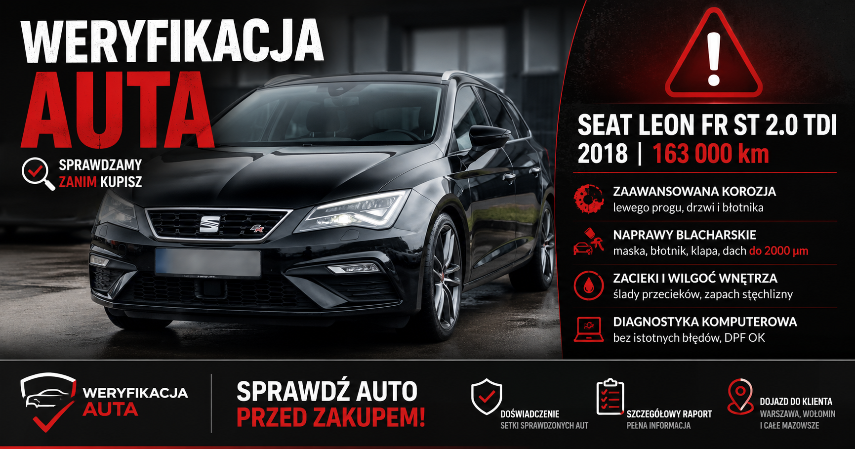 🚗 Seat Leon FR ST 2.0 TDI 150 KM 4Drive DSG (2018) – kolejne oględziny za nami!