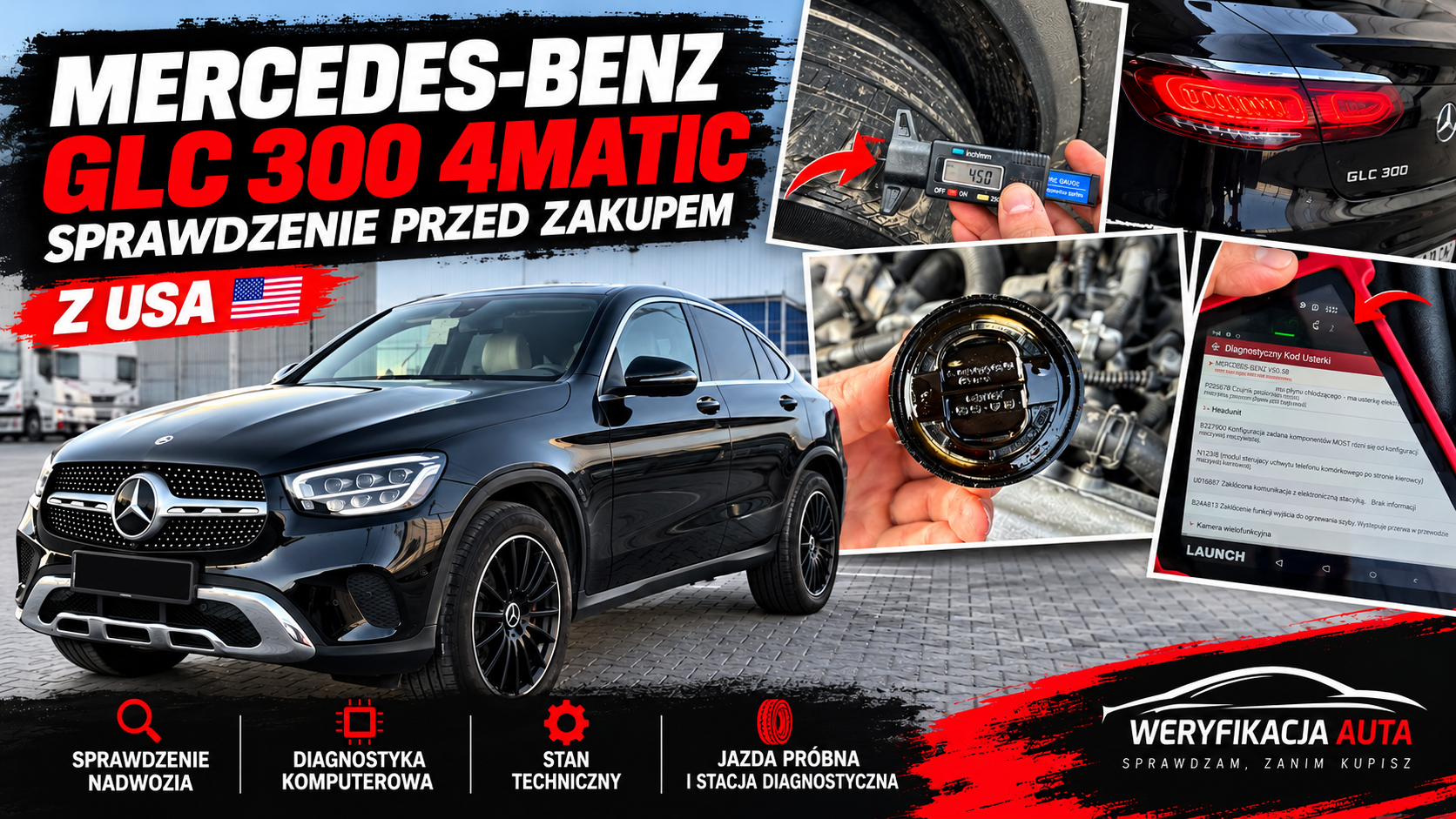 Mercedes GLC 300 4MATIC z USA – sprawdzenie auta przed zakupem